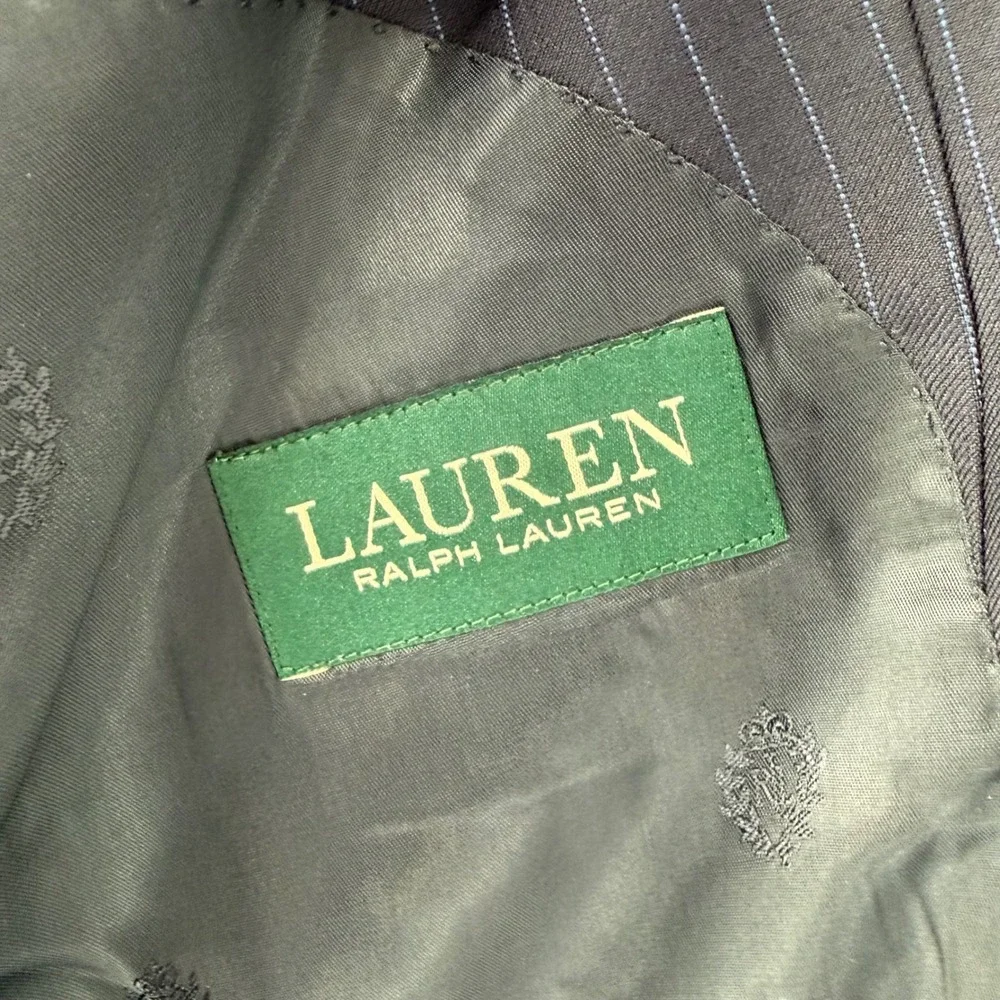 LAUREN RALPH LAUREN NAVY BLUE PINSTRIPE SPORT COAT 44L BLAZER SUIT JACKET‎